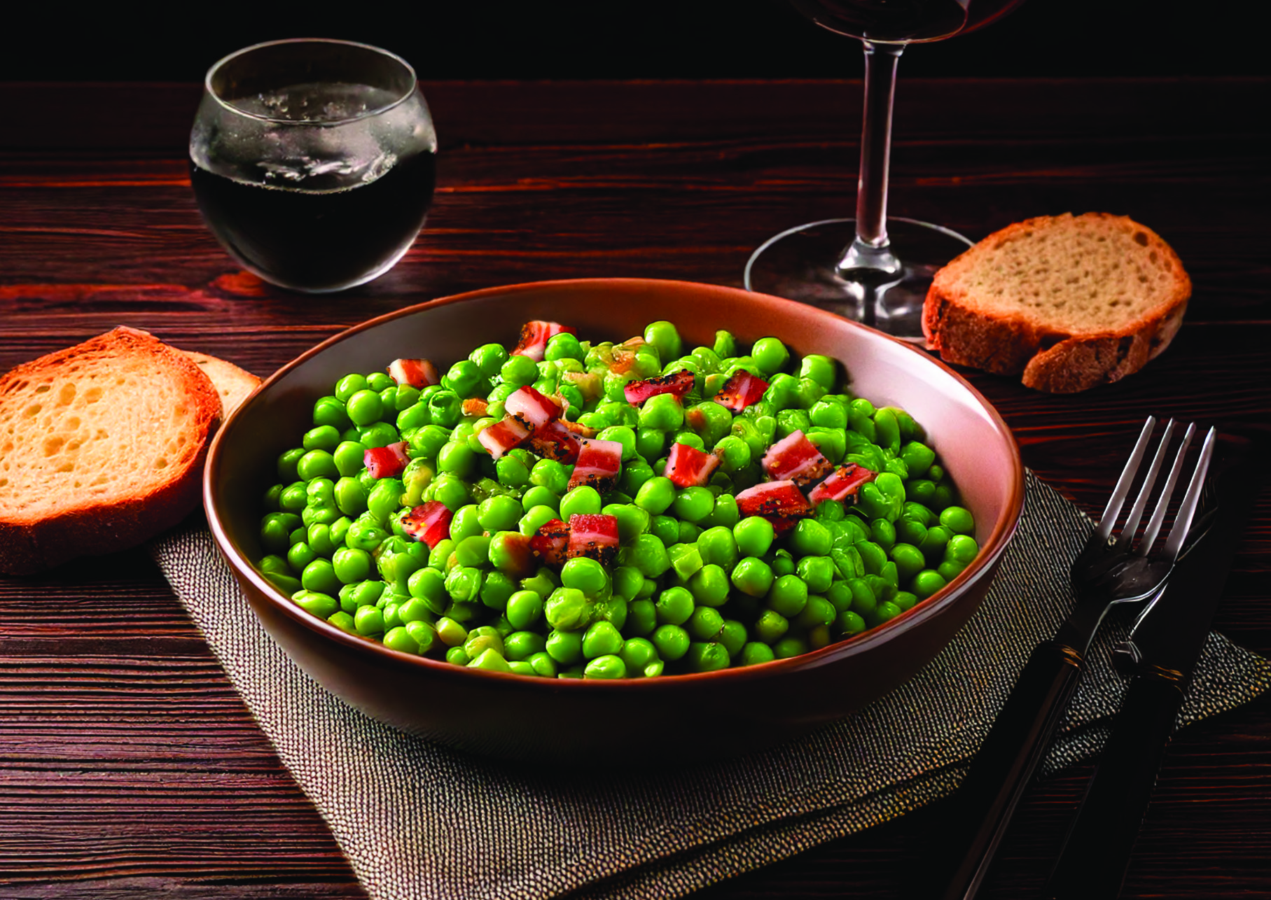 Guisantes salteados con Guanciale Frial